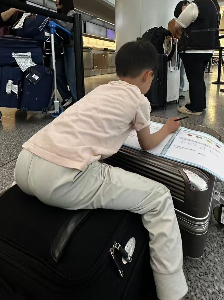 Think Academy - Leo doing summer exercise at the airpot