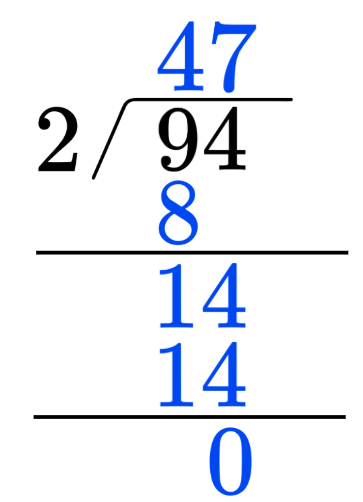 Think Academy - Long division example 1 How to divide 94 by 2