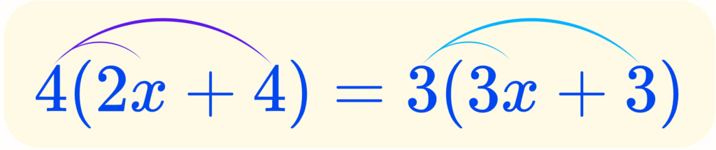 How to Solve Equations with Parentheses 4(5x-3x+1+3)=3(x+2x-11+14) Step 2