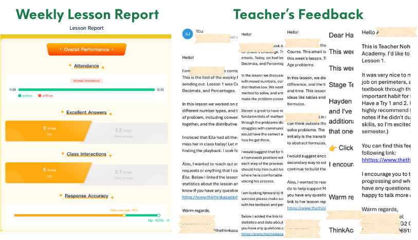Think Academy class weekly feedback